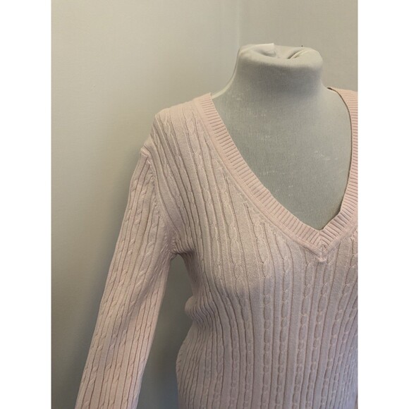 VTG y2k 2000s Tommy Hilfiger Baby Pink Cable Knit V-Neck Sweater Preppy Playboy - Picture 5 of 11